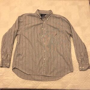 Nautica striped men's long sleeve dress‎ shirt XXL